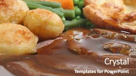  Presentation with roast beef - Audience pleasing PPT layouts consisting of roast beef dinner backdrop and a tawny brown colored foreground