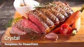  Presentation with roast beef - PPT theme with roast beef fillet background and a tawny brown colored foreground