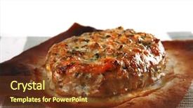  Presentation with roast beef - Amazing PPT theme having roast-beef-meat-cutlet-served backdrop and a tawny brown colored foreground