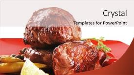  Presentation with roast beef - Slide set featuring roast beef meat fillet medallion background and a  colored foreground