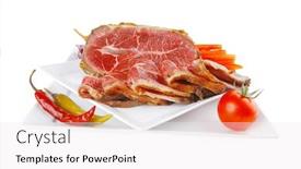  Presentation with roast beef - Presentation theme consisting of roast beef meat rolls and chunk on white platter background and a white colored foreground
