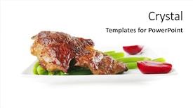  Presentation with roast beef - PPT layouts featuring roast beef meat served with beans on white background and a white colored foreground