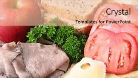  Presentation with roast beef - Presentation enhanced with sandwhich - roast beef sandwich ingredients background and a lemonade colored foreground