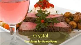  Presentation with organic rice - Beautiful presentation theme featuring roast beef wine rice organic vegetables and baby potatoes backdrop and a tawny brown colored foreground
