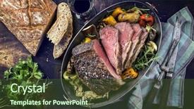  Presentation with bread roasting - Audience pleasing PPT layouts consisting of roast beef with vegetable backdrop and a tawny brown colored foreground