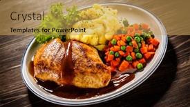  Presentation with breast - Colorful presentation enhanced with roast-chicken-breast-with-mashed backdrop and a yellow colored foreground