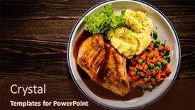  Presentation with breast - Beautiful slide deck featuring roast-chicken-breast-with-mashed backdrop and a wine colored foreground