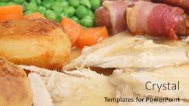  Presentation with dinner - PPT layouts featuring roast-chicken-dinner-with-gravy background and a lemonade colored foreground