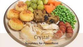  Presentation with dinner - Audience pleasing theme consisting of roast-chicken-dinner-with-gravy backdrop and a coral colored foreground