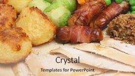  Presentation with dinner - PPT layouts featuring roast-chicken-dinner-with-trimmings background and a lemonade colored foreground