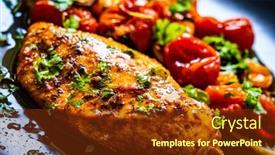  Presentation with chicken - Presentation theme enhanced with roast-chicken-fillet-and-vegetables background and a tawny brown colored foreground
