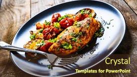  Presentation with chicken - Amazing presentation having roast-chicken-fillet-and-vegetables backdrop and a wine colored foreground