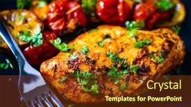  Presentation with chicken - Presentation theme having roast-chicken-fillet-and-vegetables background and a tawny brown colored foreground