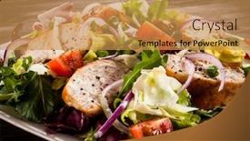  Presentation with chicken - Audience pleasing PPT layouts consisting of roast-chicken-fillet-and-vegetables backdrop and a gold colored foreground