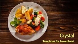  Presentation with hydroponics vegetables hydroponic vegetable - Colorful PPT layouts enhanced with roast chicken fillet and vegetables backdrop and a  colored foreground