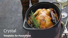  Presentation with dutch - PPT layouts with roast-chicken-in-dutch-oven background and a dark gray colored foreground
