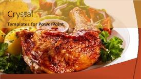  Presentation with chicken - Beautiful PPT layouts featuring roast-chicken-leg-with-boiled backdrop and a gold colored foreground