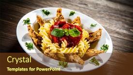  Presentation with nuggets - Beautiful PPT theme featuring roast-chicken-nuggets-with-fusilli backdrop and a tawny brown colored foreground