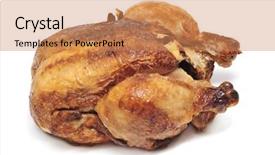  Presentation with chicken - Audience pleasing theme consisting of roast chicken on a white backdrop and a coral colored foreground