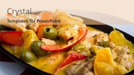  Presentation with olive - Audience pleasing presentation theme consisting of roast chicken with paprika olive and orange backdrop and a yellow colored foreground