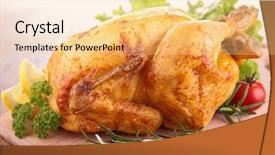  Presentation with food chicken - Beautiful presentation theme featuring roast chicken backdrop and a yellow colored foreground