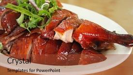  Presentation with chinese food - PPT layouts featuring roast duck chinese cuisine sliced background and a red colored foreground