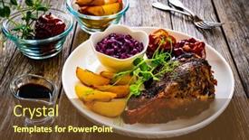  Presentation with duck - PPT layouts consisting of roast-duck-thigh-with-baked background and a tawny brown colored foreground