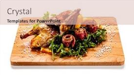  Presentation with duck - Amazing slides having roast duck with aragula on cutting board backdrop and a lemonade colored foreground