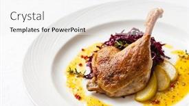  Presentation with roast nuts and candy - Presentation design having roast-duck-with-beetroot background and a white colored foreground