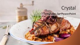  Presentation with duck - Presentation design consisting of roast duck background and a soft green colored foreground