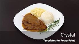  Presentation with prosthetic eye - Slide deck consisting of roast eye of round with roti sauce dish background and a wine colored foreground