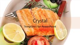  Presentation with salmon grilled fish salmon grilled - Audience pleasing PPT theme consisting of roast fish hot grilled salmon on glass plate isolated on white background backdrop and a yellow colored foreground