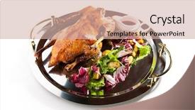  Presentation with 7 bone roast - PPT theme enhanced with roast goose with apple stuffing background and a  colored foreground