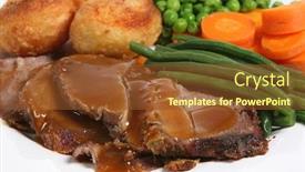  Presentation with dinner - Colorful presentation enhanced with roast lamb dinner backdrop and a tawny brown colored foreground