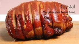  Presentation with pig - PPT layouts consisting of roast leg of pork background and a red colored foreground