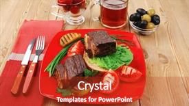  Presentation with beef meat soup stew - Slides featuring roast meat beef pork steak background and a  colored foreground