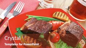  Presentation with roast beef - Cool new PPT layouts with roast-meat-beef-pork-steak backdrop and a tawny brown colored foreground