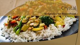  Presentation with rice - Slides having roast-meat-white-rice background and a gold colored foreground