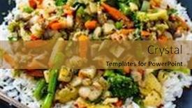  Presentation with rice - Amazing PPT layouts having roast-meat-white-rice backdrop and a gold colored foreground