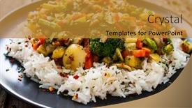  Presentation with rice - Audience pleasing presentation design consisting of roast-meat-white-rice backdrop and a gold colored foreground