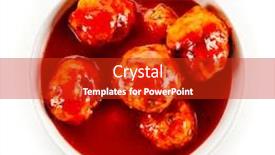  Presentation with sauce - Presentation theme enhanced with roast-meatballs-with-sauce background and a crimson colored foreground