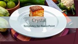  Presentation with fruits legumes - Presentation theme with roast-pork-belly-with-legumes background and a sky blue colored foreground