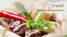  Presentation with dip - Slides having roast pork filet mignons with bread and dip background and a lemonade colored foreground