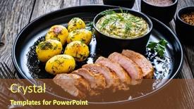  Presentation with cabbage - Presentation design having roast-pork-loin-with-fried background and a  colored foreground
