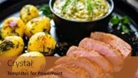  Presentation with cabbage - Slide set with roast-pork-loin-with-fried background and a red colored foreground