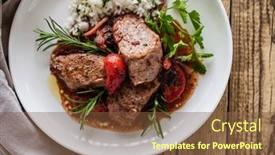  Presentation with non gmo beef pork chicken turkey - Presentation featuring roast-pork-loin-with-plums background and a tawny brown colored foreground