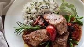  Presentation with retirement roast on presenation - PPT theme consisting of roast-pork-loin-with-plums background and a coral colored foreground