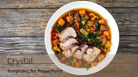  Presentation with sweet - PPT theme having roast-pork-loin-with-sweet background and a coral colored foreground