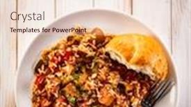  Presentation with rice - Amazing slide deck having roast-pork-meat-with-rice backdrop and a lemonade colored foreground