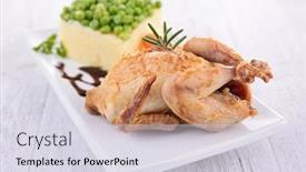  Presentation with quail - Slide set having roast quail background and a sky blue colored foreground